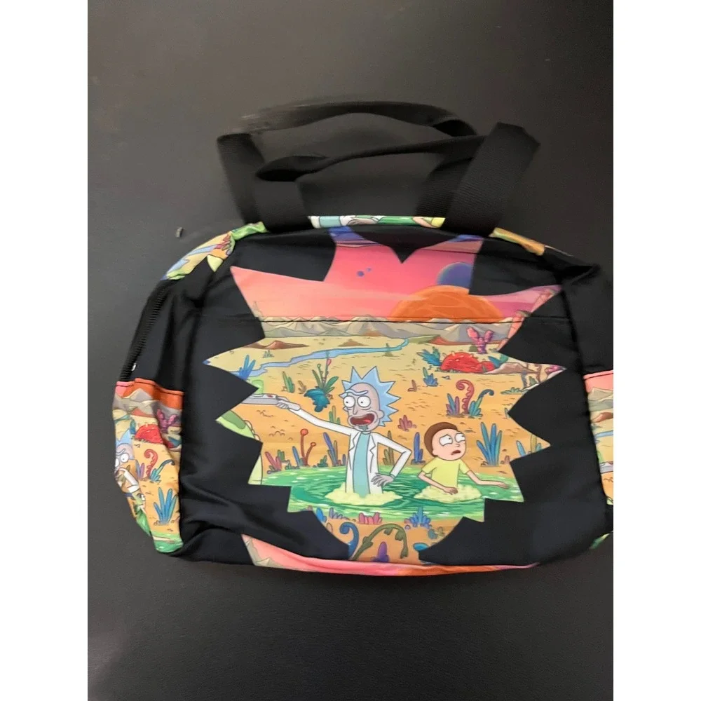 Rick and Morty 3 Piece Backpack Set Lunch Bag and Pouch Black Multicolor NWOT